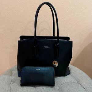 Furla leather tote with black leather wallet